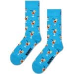 Bright blue socks with orange spritz cocktail pattern, perfect for summer and casual wear.