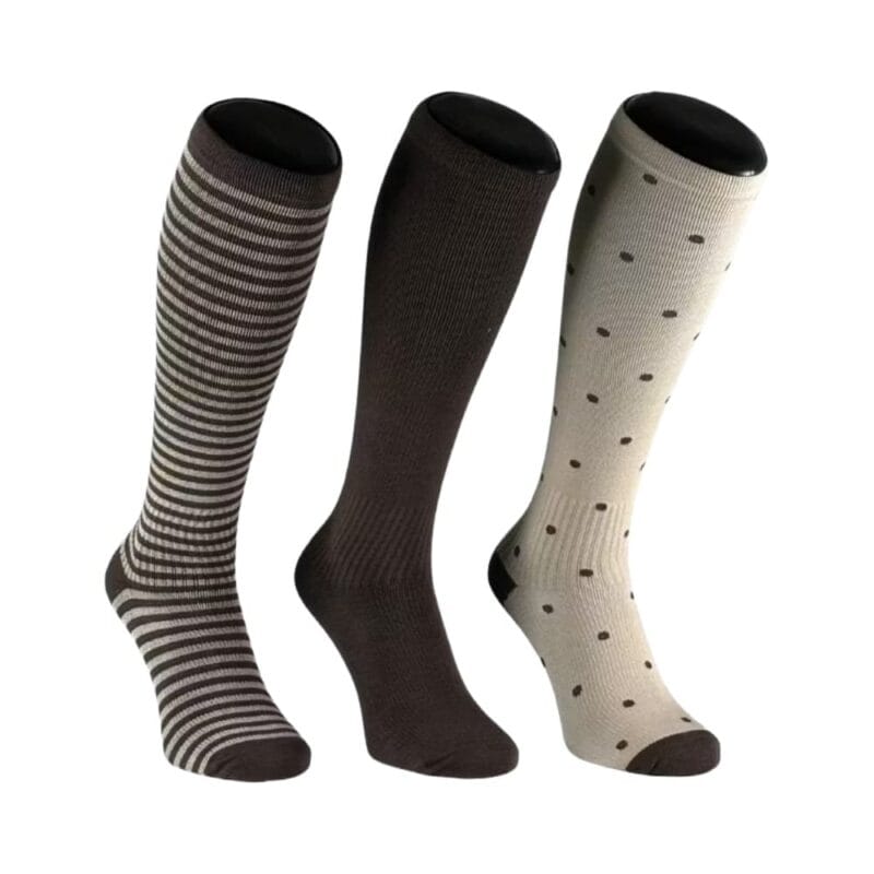 Bamboo compression socks ideal for support and comfort, featuring stylish patterns and breathable ma.