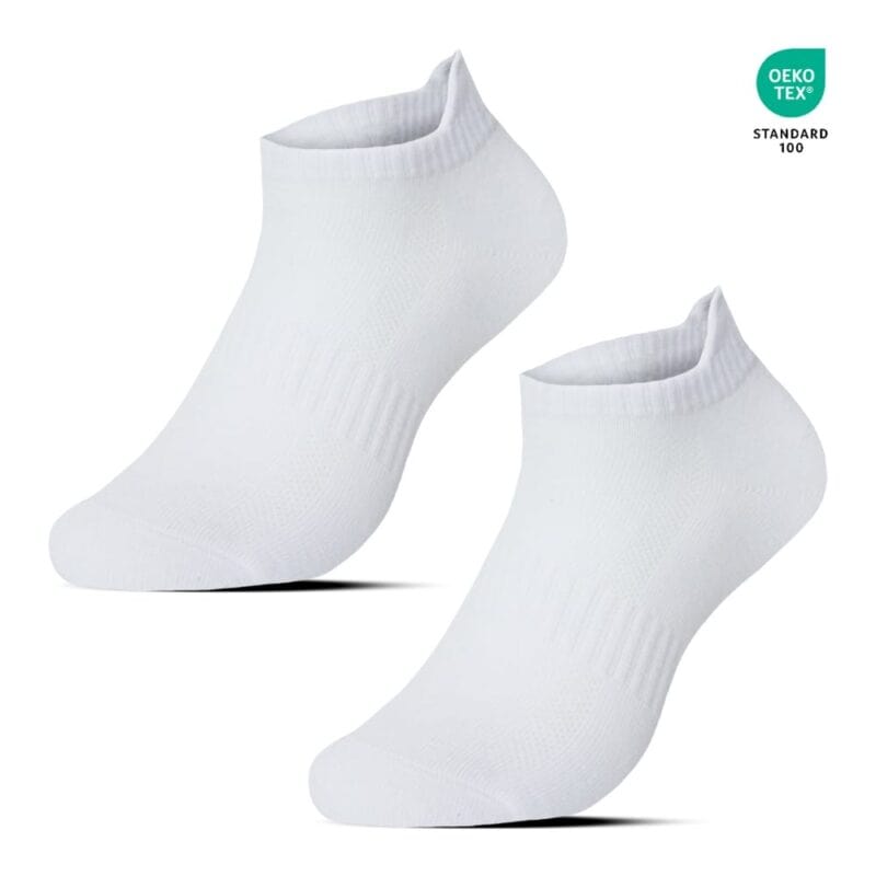 Quality ankle socks with heel cut for sneakers, 5-pack, white, comfortable fit.