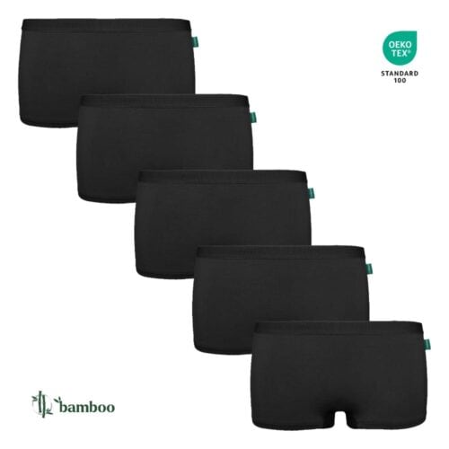 Black bamboo women's boxershorts, 2-pack, soft and eco-friendly.