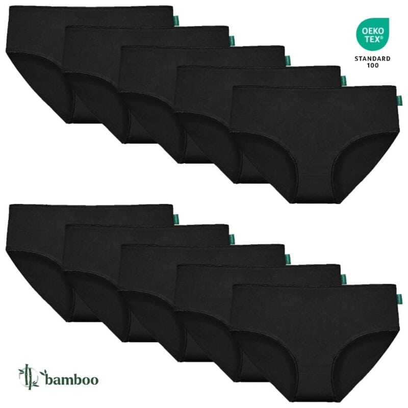 Comfortable Black Bamboo Briefs - 5 Pack Black bamboo briefs for men, low mid-rise design, soft and breathable fabric, pack of five.