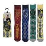 Harry Potter themed socks with house crests and patterns.