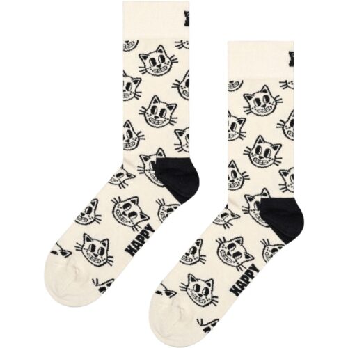 Themed socks with playful black and white design.
